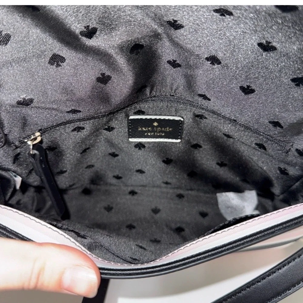 NWOT Kate Spade Pink and Black Striped Crossbody Bag Classic Dressy Preppy Work